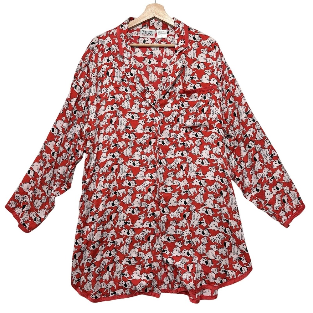 Rare Women's Pajama Night Shirt 100% SILK Large XL 101 Dalmatians Vintage Disney